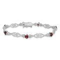 Genuine Red Garnet Diamond Sterling Silver Bracelet by Fine Color Jewels