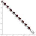 Genuine Red Garnet Sterling Silver Link Bracelets by Fine Color Jewels