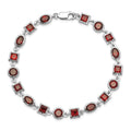 Genuine Red Garnet Sterling Silver Link Bracelets by Fine Color Jewels