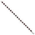 Genuine Red Garnet Sterling Silver Link Bracelets by Fine Color Jewels