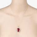 Genuine Rubellite and White Diamond 14K Yellow Gold Oval Pendant by Fine Color Jewels