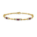 Genuine Ruby 14K Gold Bracelet Heart by Fine Color Jewels