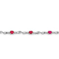 Genuine Ruby and Diamond Twisted Link 7 inch Bracelet by Fine Color Jewels