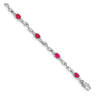 Genuine Ruby and Diamond Twisted Link 7 inch Bracelet