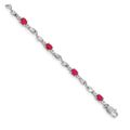 Genuine Ruby and Diamond Twisted Link 7 inch Bracelet by Fine Color Jewels