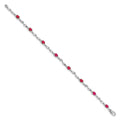 Genuine Ruby and Diamond Twisted Link 7 inch Bracelet by Fine Color Jewels
