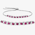 Genuine Ruby and White Topaz Bolo Bracelet by Fine Color Jewels