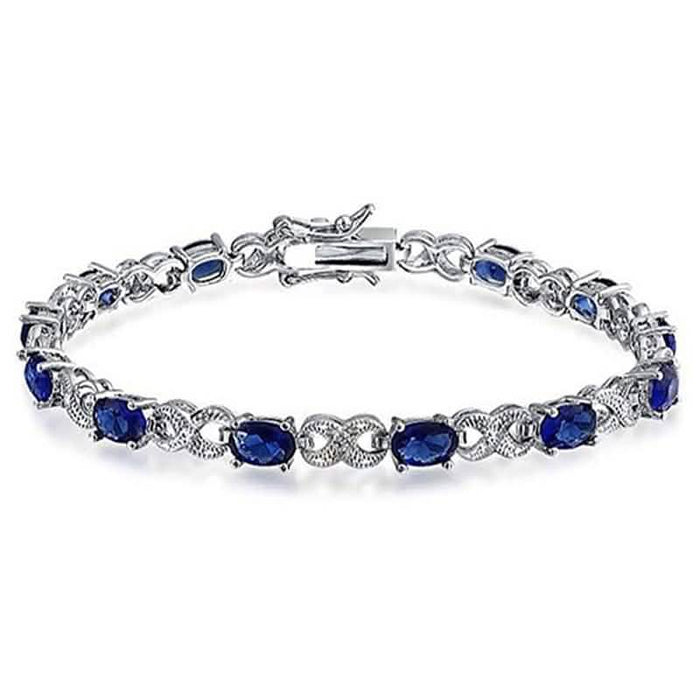 Genuine Sapphire and Diamond Tennis Bracelet by Valencia Gems by DailySale