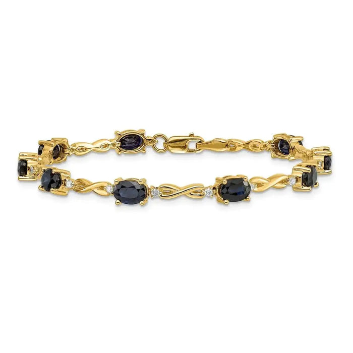 Genuine Sapphire Diamond Bracelets 14K Yellow Gold by Fine Color Jewels