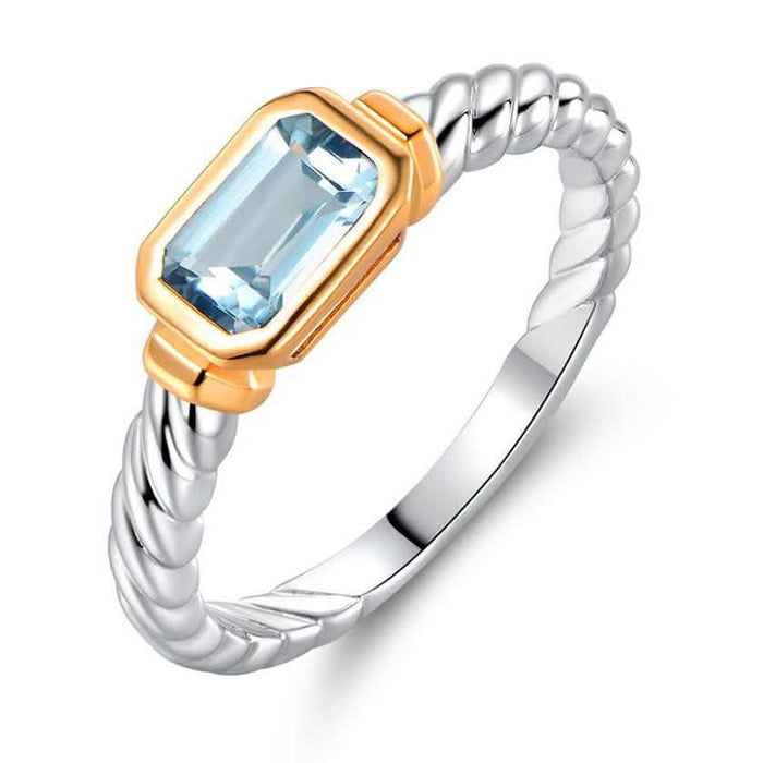 Genuine Sky-Blue Topaz Rope Detail Ring by Gembassy by DailySale