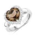 Genuine Smoky Quartz Heart Halo Ring by Fine Color Jewels