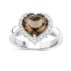 Genuine Smoky Quartz Heart Halo Ring