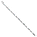 Genuine Sterling Silver Aquamarine Diamond Bracelet by Fine Color Jewels