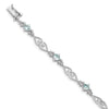 Genuine Sterling Silver Aquamarine Diamond Bracelet