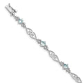 Genuine Sterling Silver Aquamarine Diamond Bracelet by Fine Color Jewels