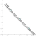 Genuine Sterling Silver Aquamarine Diamond Bracelet by Fine Color Jewels