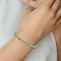 Genuine Swiss Blue Topaz 14K Gold Floral Bracelet by Fine Color Jewels