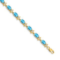 Genuine Swiss Blue Topaz 14K Gold Floral Bracelet by Fine Color Jewels