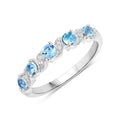 Genuine Swiss Blue Topaz 5 Stone Sterling Silver Ring by Fine Color Jewels