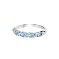 Genuine Swiss Blue Topaz 5 Stone Sterling Silver Ring by Fine Color Jewels