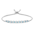 Genuine Swiss Blue Topaz and White Topaz Bolo Bracelet by Fine Color Jewels