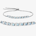 Genuine Swiss Blue Topaz and White Topaz Bolo Bracelet by Fine Color Jewels