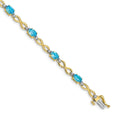 Genuine Swiss Blue Topaz Diamond Infinity Bracelet 14K Gold by Fine Color Jewels