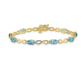 Genuine Swiss Blue Topaz Diamond Infinity Bracelet 14K Gold by Fine Color Jewels
