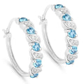Genuine Swiss Blue Topaz Hoop Earrings by Fine Color Jewels