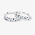 Genuine Swiss Blue Topaz Hoop Earrings by Fine Color Jewels