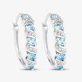 Genuine Swiss Blue Topaz Hoop Earrings by Fine Color Jewels