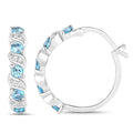 Genuine Swiss Blue Topaz Hoop Earrings by Fine Color Jewels