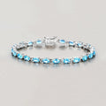 Genuine Swiss Blue Topaz Tennis Bracelet Silver by Fine Color Jewels