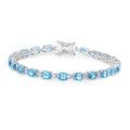 Genuine Swiss Blue Topaz Tennis Bracelet Silver by Fine Color Jewels