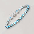 Genuine Swiss Blue Topaz Tennis Bracelet Silver by Fine Color Jewels