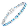Genuine Swiss Blue Topaz Tennis Bracelet Silver by Fine Color Jewels