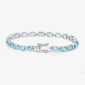Genuine Swiss Blue Topaz Tennis Bracelet Silver by Fine Color Jewels