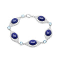 Genuine Swiss Blue Topaz & White Diamond Link Bracelet by Fine Color Jewels