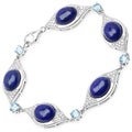 Genuine Swiss Blue Topaz & White Diamond Link Bracelet by Fine Color Jewels
