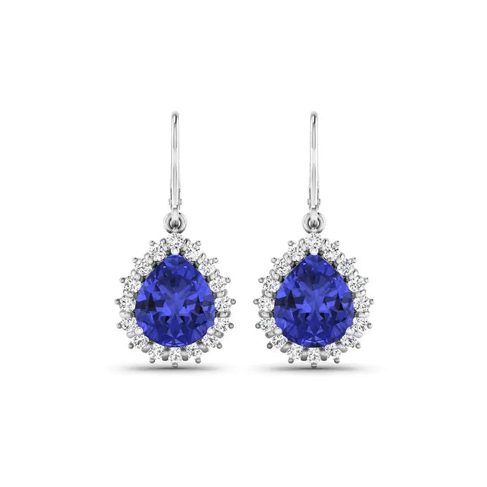 Genuine Tanzanite and Diamond Dangle Earrings by Fine Color Jewels