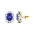 Genuine Tanzanite and Diamond Studs Earrings by Fine Color Jewels