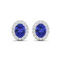 Genuine Tanzanite and Diamond Studs Earrings by Fine Color Jewels
