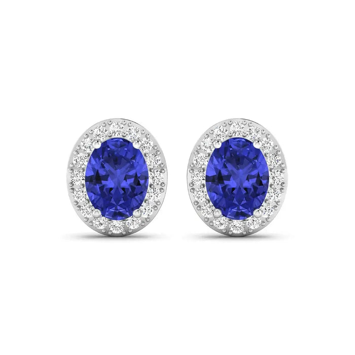 Genuine Tanzanite and Diamond Studs Earrings by Fine Color Jewels