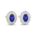 Genuine Tanzanite and White Diamond Studs by Fine Color Jewels