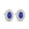 Genuine Tanzanite and White Diamond Studs by Fine Color Jewels