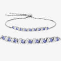 Genuine Tanzanite and White Topaz Bolo Bracelet by Fine Color Jewels