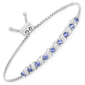 Genuine Tanzanite and White Topaz Bolo Bracelet by Fine Color Jewels