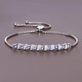 Genuine Tanzanite and White Topaz Bolo Bracelet by Fine Color Jewels