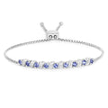 Genuine Tanzanite and White Topaz Bolo Bracelet by Fine Color Jewels