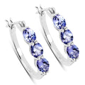 Genuine Tanzanite Diamond 3 Stone Earrings by Fine Color Jewels